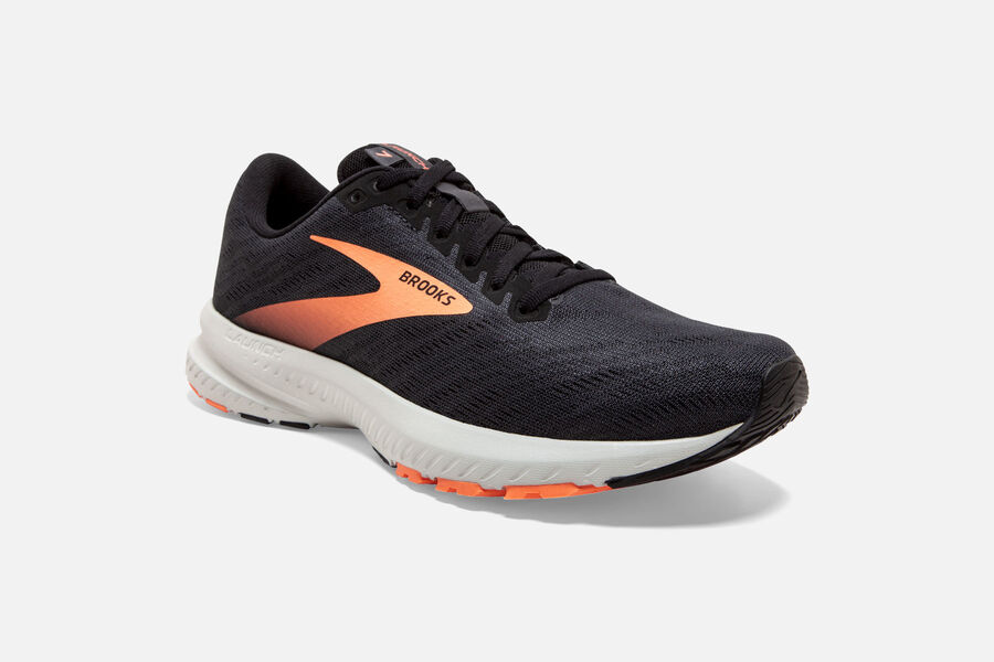 Brooks Running Shoes - Launch 7 Road Womens - Black/Orange - QXS-065231